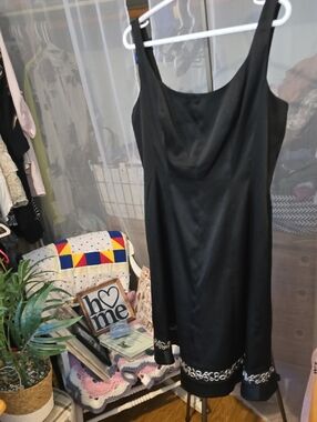 Black Sleeveless Midi Dress with Decorative Hem 12 A Line Little Black Dress